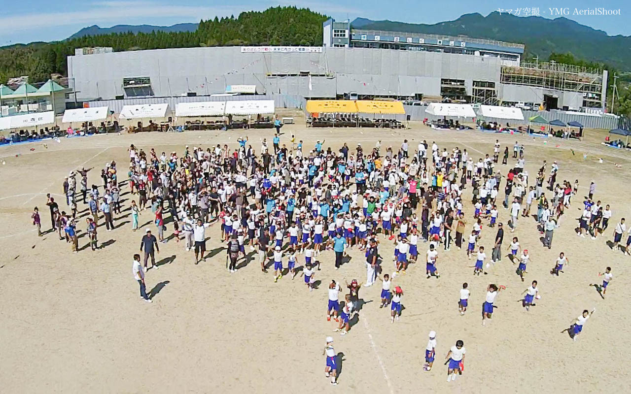 六郷小学校運動会空撮（動画からキャプチャ）